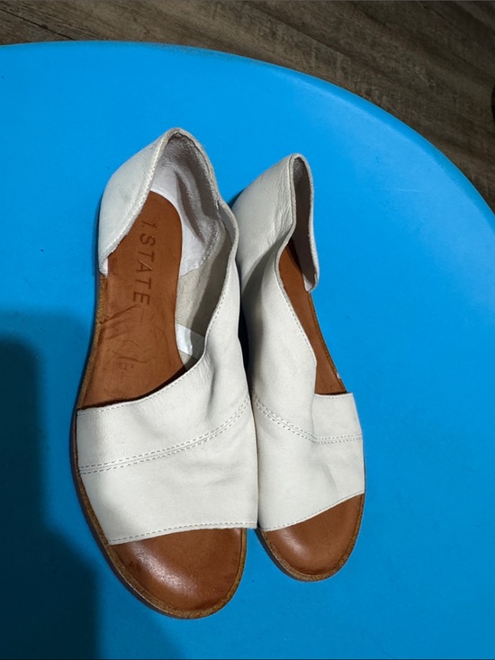 STATE Shoes - STATE White Leather Open-Toe Slip-On Flats